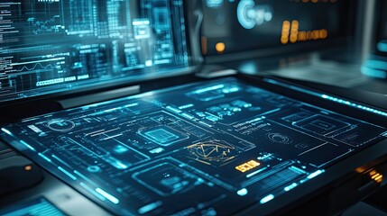 Obraz premium High-tech digital planning tools displayed on a sleek modern desk