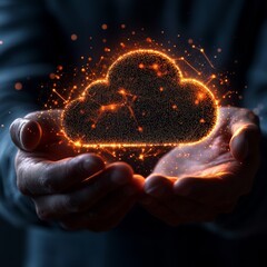 Futuristic Cloud Computing Network in Hands