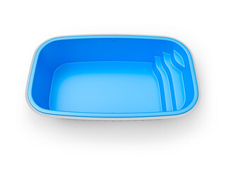 Blue Swimming Pools Fiberglass Design In 3D Render with transparent background