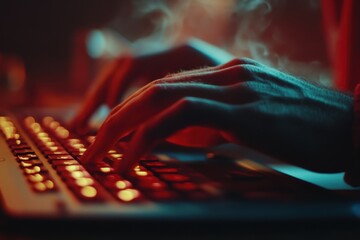 Young adult starting a side hustle captured during dramatic low-key lighting, with copy space