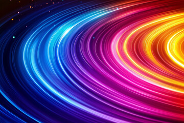 Abstract glowing neon light trails in vibrant colors