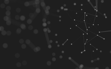 Fototapeta premium Abstract background. Molecules technology with polygonal shapes, connecting dots and lines. Connection structure. Big data visualization.