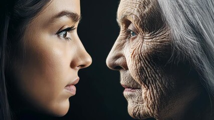 Young woman contemplating her future self through the lens of time - Powered by Adobe