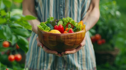 Healthcare professional holding a bowl of fresh vegetables, symbolizing healthy eating.