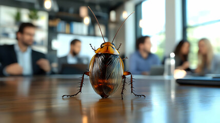 Cockroach in Office Meeting: Unexpected Guest Disrupts Business
