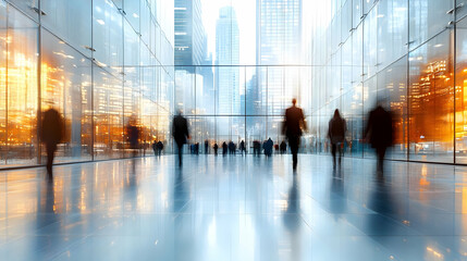 Urban Professionals Walk Cityscape Modern Building