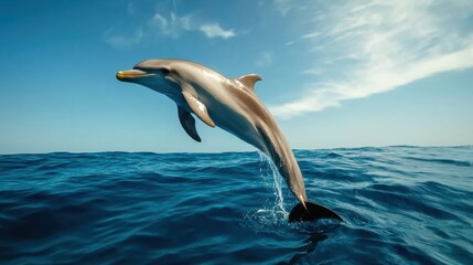 Fototapeta premium Dolphin Gliding Gracefully Through Ocean Waves