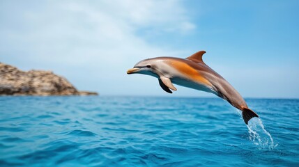 Dolphin Gliding Gracefully Over Ocean Waters