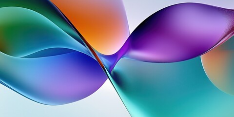 Dynamic and vibrant 3D shapes blending orange, purple, and teal shades