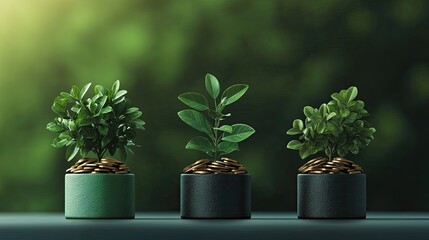 savings turning into greenery flat design front view nature theme 3D render Triadic Color Scheme
