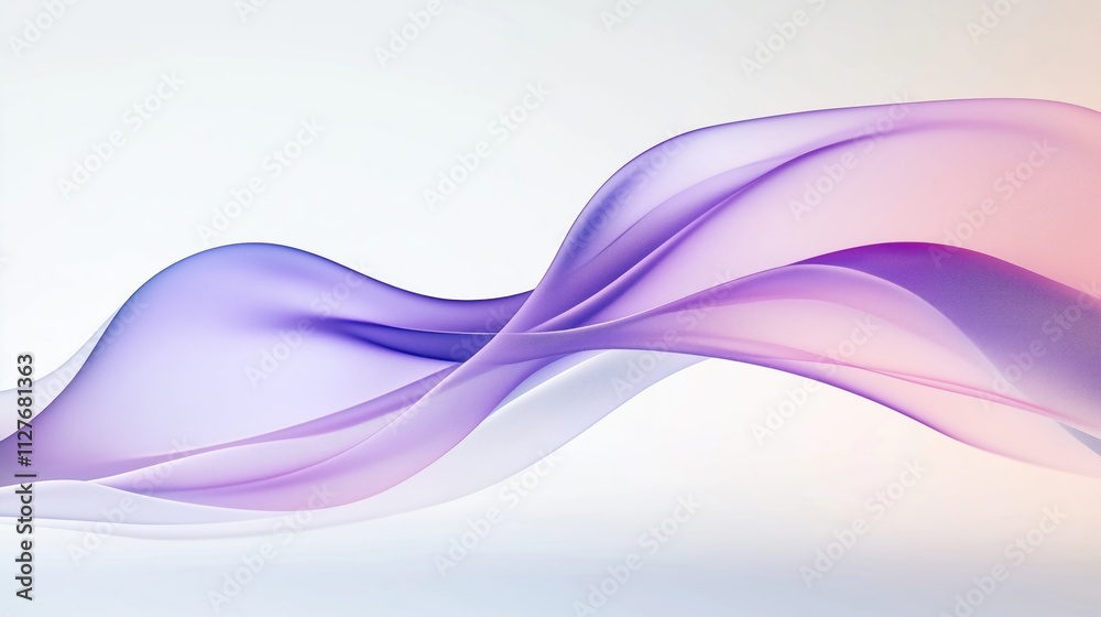 Poster abstract illustration of flowing purple silk waves. smooth curves, soft colors create dynamic design