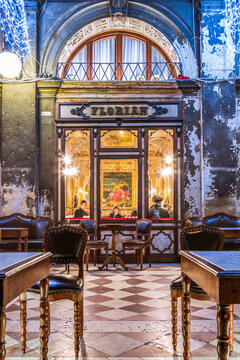 Exterior of cafe in the old town, Venice, Italy