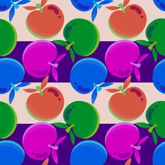Summer fruit seamless apples pattern for wrapping paper and fabrics