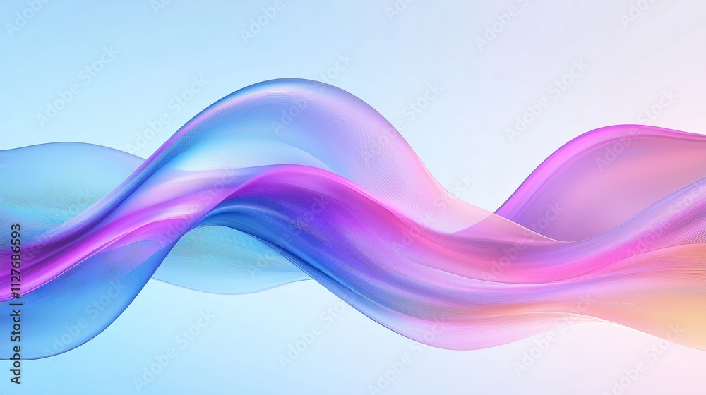 Aufkleber Abstract wavy shapes create dynamic motion. Colorful gradient lines flow smoothly in 3D render. Light colors blend seamlessly into pastel shades. Modern fluid design futuristic. Artistic design.