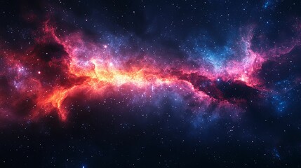 Fototapeta premium Cosmic Nebula A Fiery Red And Blue Swirl Of Stars