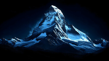 Majestic Peak: Nighttime Mountain Majesty, Stunning Views, Winter Wonderland