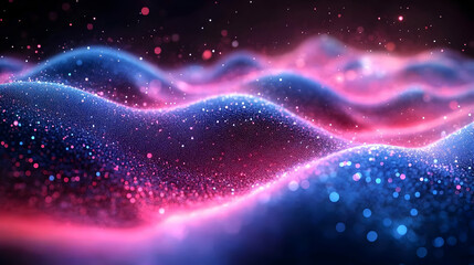 Glowing Particle Waves Dance Across Screen, Abstract, Vivid Colors, Shimmering, Dynamic, 4K