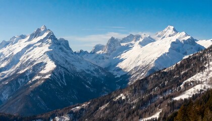 Snow-Capped Peaks in Winter: Majestic Mountain Scenery