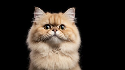 Fototapeta premium Fluffy Cat Portrait Against Dark Background with Intense Stare