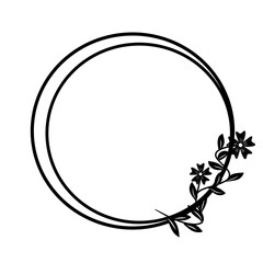 Frame with flowers. Simple design floral frame. Vintage frame with flowers and leaves ornament