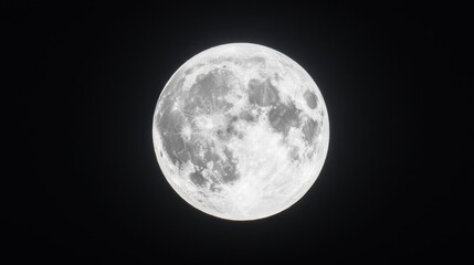 Fototapeta premium Bright Full Moon Illuminating Night Sky with Stars and Darkness