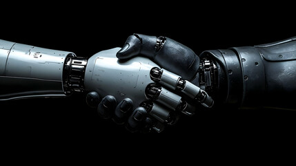 Robots Shake Hands: Future Tech Collaboration & AI Partnership