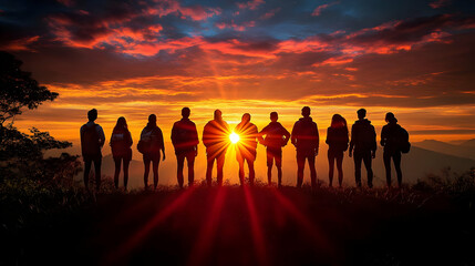 Friends Witness Sunrise: A Majestic Mountaintop View