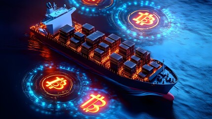 Bitcoin Cargo Ship Global Trade