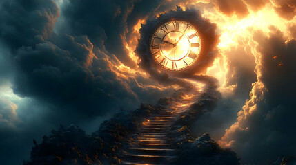 Celestial Clock: Stairway to Heaven, Dreamlike Cloudscape