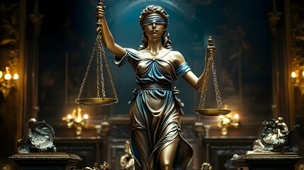 Fototapeta premium Justice: Scales of Equality, Blindfolded Lady, Impartial Judgment