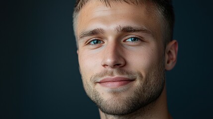 Obraz premium Close-up Portrait of a Man with Short Hair