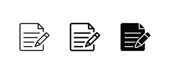 document with pencil icon set. Form vector icon	