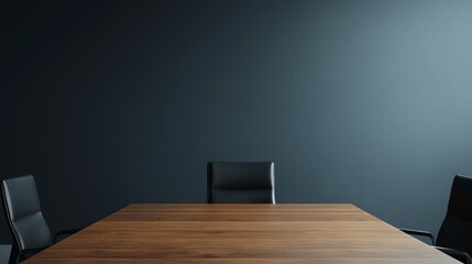 Modern conference room with sleek table and minimalist design, perfect for meetings.