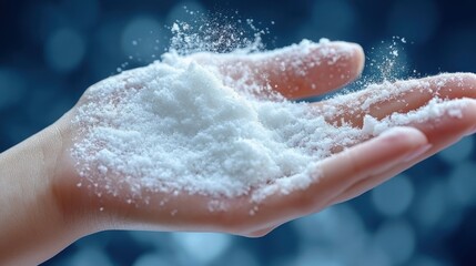 Fototapeta premium Handful of fresh, sparkling snow.