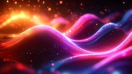 Fototapeta premium Vibrant Waves of Light Dance Across the Screen, Shimmering Beautifully in Abstract Motion