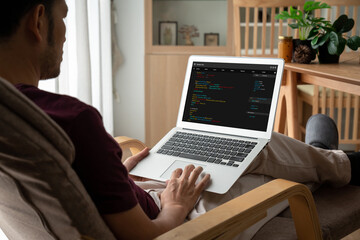 Software development programming on computer screen for modish application and program coding