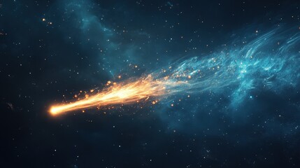 Glowing Comet Streaking Across the Dark Sky