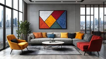 Modern Luxury Living Room Interior Design with City View