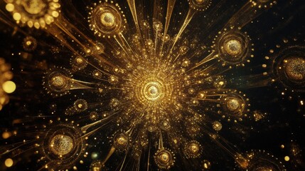 Golden Fireworks in a Starry Night Sky