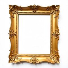 Ornate Gold Picture Frame Against White Background