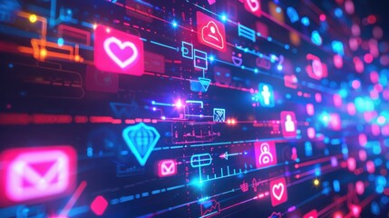 Abstract Digital Network Of Social Media Icons