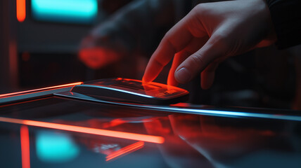 Fingerprint scanning futuristic technology. Concept of security, access control, and modern technology.