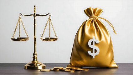 a scales of justice and a money bag, symbolizing fairness and equity in financial matters, scales of justice, money bag, law, justice, equity, fairness, legal, finance, business, contract, agreement, 