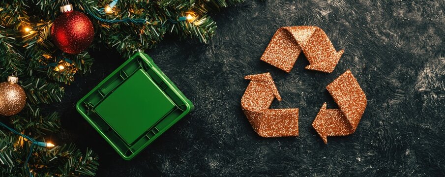 Christmas Recycling Initiative Festive Season Image Indoor Overhead Eco-Friendly Practices for Sustainable Holidays