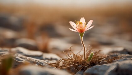 A Close-Up of a Resilient Flower Showcasing Life in a Harsh Environment, Symbolizing Strength, Beauty, and Perseverance Amidst Adversity in Natures Toughest Conditions