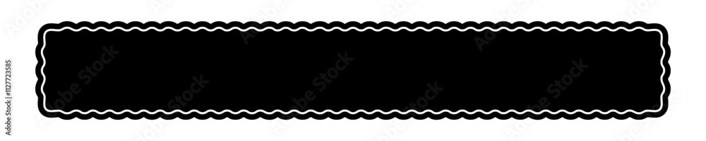 Poster long rectangle form with wavy borders. curvy rectangular shape. empty text box or headline, tag or l
