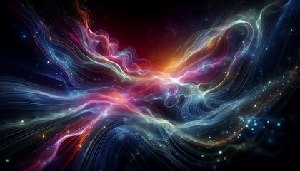 Fototapeta premium dynamic glowing waves resembling an aurora borealis flowing through a futuristic abstract setting