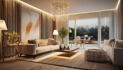 Explore a Modern and Comfortable Living Room Featuring Sleek and Stylish Design Elements, Enhanced by LED Strips for a Cozy and Inviting Atmosphere in Your Home Decor ( chars)