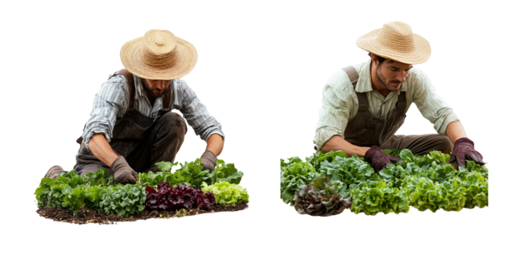 Farmer Harvesting Fresh Vegetables in Garden