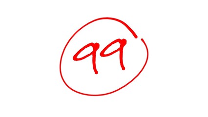 grading system with numbers in red ink